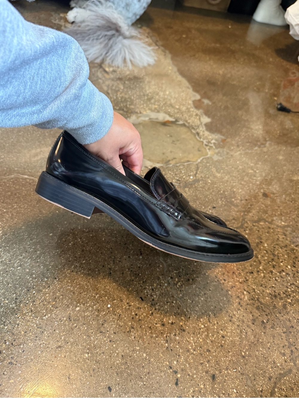 Franco Sarto Black Patent Leather Penny Loafers
